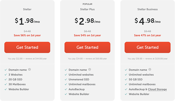 View Shared Hosting rates at Namecheap